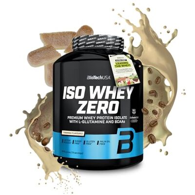 BioTechUSA Iso Whey Zero Aislado de suero de leche con BCAA y glutamina Alto contenido en proteínas Alimentado con pasto Bajo en lactosa, sin azúcares, sin gluten 1816 g, Tiramisu BioTechUSA Iso Whey Zero Aislado de suero de leche con BCAA y glutamina Alto contenido en proteínas Alimentado con pasto Bajo en lactosa, sin azúcares, sin gluten 1816 g, Tiramisu