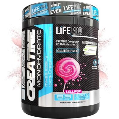 LIFE PRO NUTRITION Creatina Monohidratada Creapure Life Pro – Creatina Micronizada Pura, Hasta 83 Tomas – Sin Gluten, Para Fuerza, Energía y Recuperación Muscular – Calidad Alemana (250g, Lollipop) LIFE PRO NUTRITION Creatina Monohidratada Creapure Life Pro – Creatina Micronizada Pura, Hasta 83 Tomas – Sin Gluten, Para Fuerza, Energía y Recuperación Muscular – Calidad Alemana (250g, Lollipop)