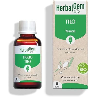 Herbalgem Macerado Madre Tilo Bio Yema Fresca Gotas 30 ml Extracto de yema fresca de tilo en maceración glicerinada · Sueño y relajación · Elaborado en Bélgica Herbalgem Macerado Madre Tilo Bio Yema Fresca Gotas 30 ml Extracto de yema fresca de tilo en maceración glicerinada · Sueño y relajación · Elaborado en Bélgica
