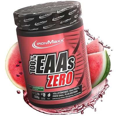 IronMaxx 100% EAAs Zero - Melón 500 g Polvo de aminoácidos vegano y sin azúcar IronMaxx 100% EAAs Zero - Melón 500 g Polvo de aminoácidos vegano y sin azúcar