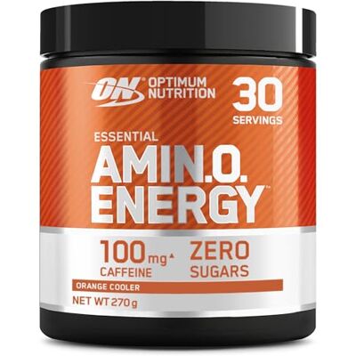 Optimum Nutrition Amino Energy Polvo Pre Entrenamiento, Bebida Energética con Aminoácidos, BCAA, L-Glutamina y L-Leucina, Complemento con Vitamina C y Cafeína, Sabor Orange Cooler, 30 Porciones, 270 g Optimum Nutrition Amino Energy Polvo Pre Entrenamiento, Bebida Energética con Aminoácidos, BCAA, L-Glutamina y L-Leucina, Complemento con Vitamina C y Cafeína, Sabor Orange Cooler, 30 Porciones, 270 g