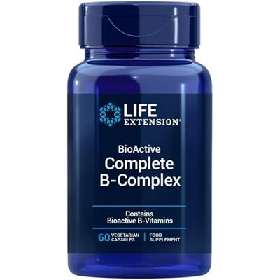 Life Extension BioActive Complete B-Complex 60 Cápsulas Complejo de Vitaminas B de Espectro Completo para Energía y Metabolismo, Salud Cerebral y Celular Life Extension BioActive Complete B-Complex 60 Cápsulas Complejo de Vitaminas B de Espectro Completo para Energía y Metabolismo, Salud Cerebral y Celular
