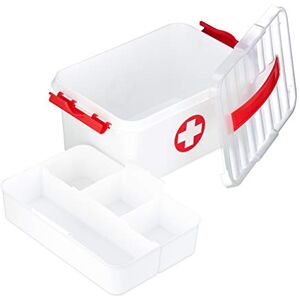 Relaxdays Caja Medicamentos para Botiquín de Primeros Auxilios y Medicinas, Plástico, 14,5 x 30 x 21 cm, Blanco Relaxdays Caja Medicamentos para Botiquín de Primeros Auxilios y Medicinas, Plástico, 14,5 x 30 x 21 cm, Blanco