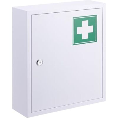 Relaxdays botiquín metálico con Cerradura, 3 Compartimentos, 36x31,5x10 cm, Blanco/Verde Relaxdays botiquín metálico con Cerradura, 3 Compartimentos, 36x31,5x10 cm, Blanco/Verde