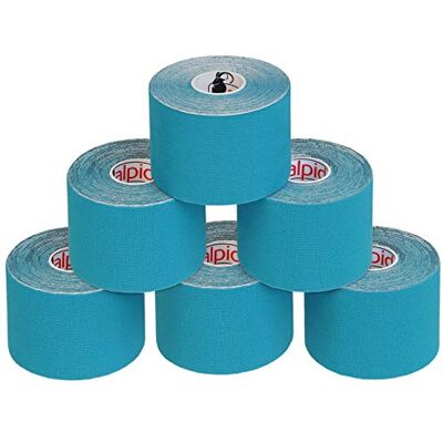 ALPIDEX Cinta Kinesiología Tape 5 m x 5 cm Cinta Muscular E- Book Ejemplos Aplicación, Color:azul claro, Cantidad:6 rollos ALPIDEX Cinta Kinesiología Tape 5 m x 5 cm Cinta Muscular E- Book Ejemplos Aplicación, Color:azul claro, Cantidad:6 rollos