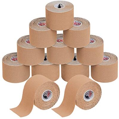 ALPIDEX Cinta Kinesiología Tape 5 m x 5 cm Cinta Muscular E- Book Ejemplos Aplicación, Color:de color carne, Cantidad:12 rollos ALPIDEX Cinta Kinesiología Tape 5 m x 5 cm Cinta Muscular E- Book Ejemplos Aplicación, Color:de color carne, Cantidad:12 rollos