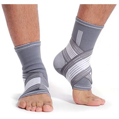 NEOtech Care Tobillera ancha de sujeción Tejido ligero, elástico y transpirable Tira de compresión ajustable (Gris, Talla L, 2 Unidades) NEOtech Care Tobillera ancha de sujeción Tejido ligero, elástico y transpirable Tira de compresión ajustable (Gris, Talla L, 2 Unidades)