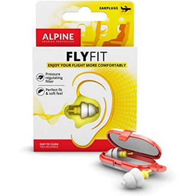 Alpine Tapones FlyFit Regulan la presión del aire para prevenir el dolor de tímpano Filtros suaves diseñados para viajar Material hipoalergénico cómodo Tapones reutilizables Alpine Tapones FlyFit Regulan la presión del aire para prevenir el dolor de tímpano Filtros suaves diseñados para viajar Material hipoalergénico cómodo Tapones reutilizables