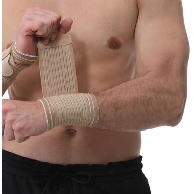 NEOtech Care Muñequera ancha de sujeción Tejido ligero, elástico y transpirable Tira de compresión ajustable (Beige, Talla S, 2 Unidades) NEOtech Care Muñequera ancha de sujeción Tejido ligero, elástico y transpirable Tira de compresión ajustable (Beige, Talla S, 2 Unidades)