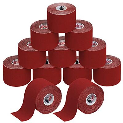 ALPIDEX Cinta Kinesiología Tape 5 m x 5 cm Cinta Muscular E- Book Ejemplos Aplicación, Color:rojo, Cantidad:12 rollos ALPIDEX Cinta Kinesiología Tape 5 m x 5 cm Cinta Muscular E- Book Ejemplos Aplicación, Color:rojo, Cantidad:12 rollos