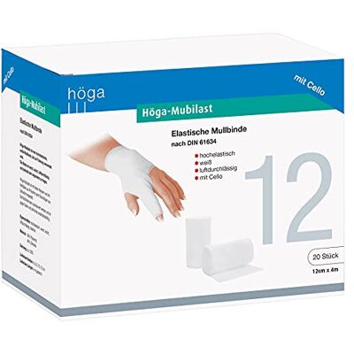Höga openfilm Last, elástico Mull Encuadernación/venda 12 cm x 4 m, de 20 unidades, DIN 61634 Höga openfilm Last, elástico Mull Encuadernación/venda 12 cm x 4 m, de 20 unidades, DIN 61634