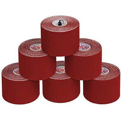 ALPIDEX Cinta Kinesiología Tape 5 m x 5 cm Cinta Muscular E- Book Ejemplos Aplicación, Color:rojo, Cantidad:6 rollos ALPIDEX Cinta Kinesiología Tape 5 m x 5 cm Cinta Muscular E- Book Ejemplos Aplicación, Color:rojo, Cantidad:6 rollos