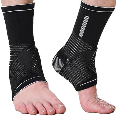 NEOtech Care Tobillera ancha de sujeción Tejido ligero, elástico y transpirable Tira de compresión ajustable (Negro, Talla S, 2 Unidades) NEOtech Care Tobillera ancha de sujeción Tejido ligero, elástico y transpirable Tira de compresión ajustable (Negro, Talla S, 2 Unidades)
