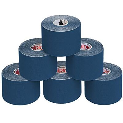 ALPIDEX Cinta Kinesiología Tape 5 m x 5 cm Cinta Muscular E- Book Ejemplos Aplicación, Color:azul oscuro, Cantidad:6 rollos ALPIDEX Cinta Kinesiología Tape 5 m x 5 cm Cinta Muscular E- Book Ejemplos Aplicación, Color:azul oscuro, Cantidad:6 rollos