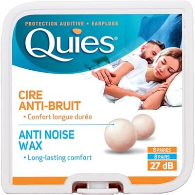 Quies Earplugs Natural Wax 8 Pairs 27 dB Noise Reduction Barrier Against Noise Pack Of 10 by Quies Earplugs Natural Wax 8 Pairs 27 dB Noise Reduction Barrier Against Noise Pack Of 10 by