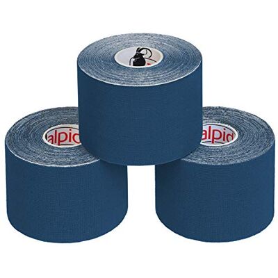 ALPIDEX Cinta Kinesiología Tape 5 m x 5 cm Cinta Muscular E- Book Ejemplos Aplicación, Color:azul oscuro, Cantidad:3 rollos ALPIDEX Cinta Kinesiología Tape 5 m x 5 cm Cinta Muscular E- Book Ejemplos Aplicación, Color:azul oscuro, Cantidad:3 rollos