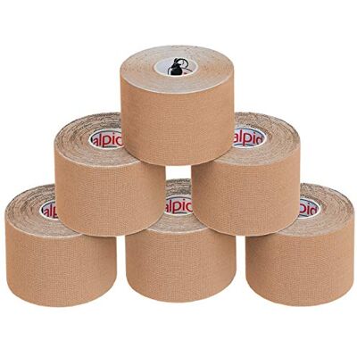 ALPIDEX Cinta Kinesiología Tape 5 m x 5 cm Cinta Muscular E- Book Ejemplos Aplicación, Color:de color carne, Cantidad:6 rollos ALPIDEX Cinta Kinesiología Tape 5 m x 5 cm Cinta Muscular E- Book Ejemplos Aplicación, Color:de color carne, Cantidad:6 rollos