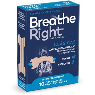 Breathe Right Clásicas 10 Tiras Nasales Alivio de la congestión nasal, Ayuda a reducir los ronquidos, Tiras nasales para respirar mejor (Clásicas, Grande) Breathe Right Clásicas 10 Tiras Nasales Alivio de la congestión nasal, Ayuda a reducir los ronquidos, Tiras nasales para respirar mejor (Clásicas, Grande)