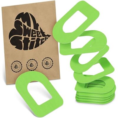 MySweetStitch 10 x Parche Omnipod, Ringpatch Ø 95 x 72 mm, protector sensor, parches sensor, impermeable, transpirable, suave para la piel, Verde MySweetStitch 10 x Parche Omnipod, Ringpatch Ø 95 x 72 mm, protector sensor, parches sensor, impermeable, transpirable, suave para la piel, Verde