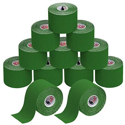 ALPIDEX Cinta Kinesiología Tape 5 m x 5 cm Cinta Muscular E- Book Ejemplos Aplicación, Color:verde, Cantidad:12 rollos ALPIDEX Cinta Kinesiología Tape 5 m x 5 cm Cinta Muscular E- Book Ejemplos Aplicación, Color:verde, Cantidad:12 rollos