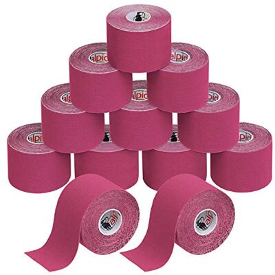 ALPIDEX Cinta Kinesiología Tape 5 m x 5 cm Cinta Muscular E- Book Ejemplos Aplicación, Color:fucsia, Cantidad:12 rollos ALPIDEX Cinta Kinesiología Tape 5 m x 5 cm Cinta Muscular E- Book Ejemplos Aplicación, Color:fucsia, Cantidad:12 rollos
