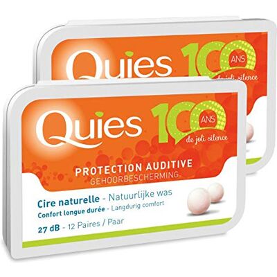 Quies – Protección auditiva de cera natural – Lote de 2 x 12 pares Quies – Protección auditiva de cera natural – Lote de 2 x 12 pares