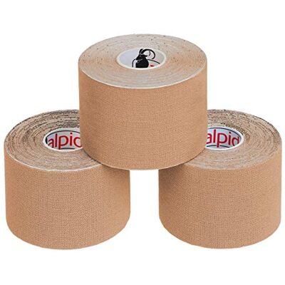 ALPIDEX Cinta Kinesiología Tape 5 m x 5 cm Cinta Muscular E- Book Ejemplos Aplicación, Color:de color carne, Cantidad:3 rollos ALPIDEX Cinta Kinesiología Tape 5 m x 5 cm Cinta Muscular E- Book Ejemplos Aplicación, Color:de color carne, Cantidad:3 rollos