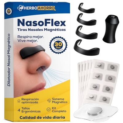 HerboAhorro Tiras Nasales Magnéticas Dilatador Nasal Antirronquidos para Dormir y Deporte, Adhesivo Hipoalergénico, Mejora Respiración y Oxigenación 60 Parches (30 Días), 4 Tallas y Aplicador ® HerboAhorro Tiras Nasales Magnéticas Dilatador Nasal Antirronquidos para Dormir y Deporte, Adhesivo Hipoalergénico, Mejora Respiración y Oxigenación 60 Parches (30 Días), 4 Tallas y Aplicador ®