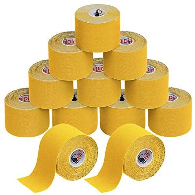 ALPIDEX Cinta Kinesiología Tape 5 m x 5 cm Cinta Muscular E- Book Ejemplos Aplicación, Color:amarillo, Cantidad:12 rollos ALPIDEX Cinta Kinesiología Tape 5 m x 5 cm Cinta Muscular E- Book Ejemplos Aplicación, Color:amarillo, Cantidad:12 rollos