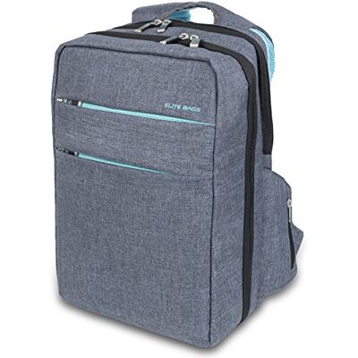ELITE BAGS , Mochila de asistencia domiciliaria para emergencias sanitarias, City´s, 40 x 28 x 14 cm, Repelente al agua, Base antideslizante, Mochila primeros auxilios, Biotono, Gris y azul ELITE BAGS , Mochila de asistencia domiciliaria para emergencias sanitarias, City´s, 40 x 28 x 14 cm, Repelente al agua, Base antideslizante, Mochila primeros auxilios, Biotono, Gris y azul
