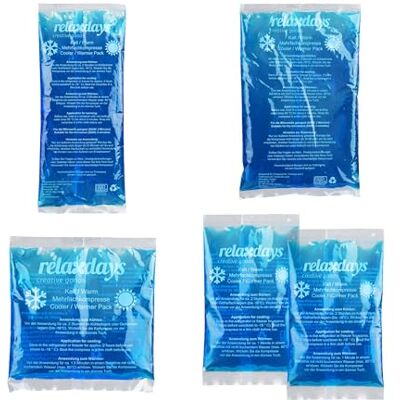 Relaxdays Bolsas Gel Frío, Set de 5, 4 Tamaños, Compresas Calor Lesiones, Primeros Auxilios, para Microondas, Azul, Plástico, 5 uds Relaxdays Bolsas Gel Frío, Set de 5, 4 Tamaños, Compresas Calor Lesiones, Primeros Auxilios, para Microondas, Azul, Plástico, 5 uds