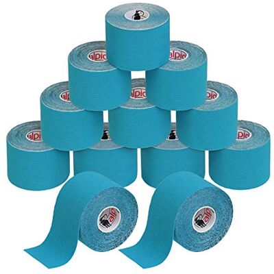 ALPIDEX Cinta Kinesiología Tape 5 m x 5 cm Cinta Muscular E- Book Ejemplos Aplicación, Color:azul claro, Cantidad:12 rollos ALPIDEX Cinta Kinesiología Tape 5 m x 5 cm Cinta Muscular E- Book Ejemplos Aplicación, Color:azul claro, Cantidad:12 rollos