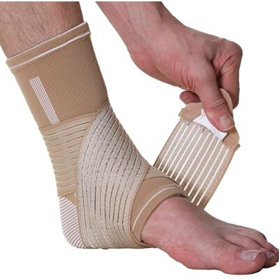 NEOtech Care Tobillera ancha de sujeción Tejido ligero, elástico y transpirable Tira de compresión ajustable (Beige, Talla XL, 1 Unidad) NEOtech Care Tobillera ancha de sujeción Tejido ligero, elástico y transpirable Tira de compresión ajustable (Beige, Talla XL, 1 Unidad)