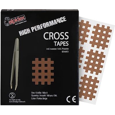 ALPIDEX Cross Tape 180 Piezas Tamaño A Beige Parche Acupuntura Pinza Incluida Tiritas Rejilla Cicatrizantes Crosstape ALPIDEX Cross Tape 180 Piezas Tamaño A Beige Parche Acupuntura Pinza Incluida Tiritas Rejilla Cicatrizantes Crosstape