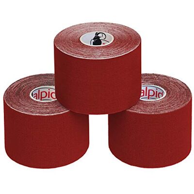 ALPIDEX Cinta Kinesiología Tape 5 m x 5 cm Cinta Muscular E- Book Ejemplos Aplicación, Color:rojo, Cantidad:3 rollos ALPIDEX Cinta Kinesiología Tape 5 m x 5 cm Cinta Muscular E- Book Ejemplos Aplicación, Color:rojo, Cantidad:3 rollos