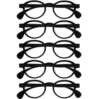 OPULIZE OCA Gafas de Lectura Pack de 5 Montura Moderna Retro Redonda Negro Hombre Mujer Bisagras de Muelle RRRRR54-1 +3.50 OPULIZE OCA Gafas de Lectura Pack de 5 Montura Moderna Retro Redonda Negro Hombre Mujer Bisagras de Muelle RRRRR54-1 +3.50