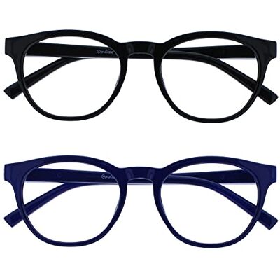 OPULIZE Blu Gafas de Lectura con Bloqueo de Luz Azul Pack de 2 Montura Redonda Negra Azul Bisagras de Muelle Mejoran el Sueño Ordenador Gaming Antirreflejante Hombre Mujer BB5-13 +3.00 OPULIZE Blu Gafas de Lectura con Bloqueo de Luz Azul Pack de 2 Montura Redonda Negra Azul Bisagras de Muelle Mejoran el Sueño Ordenador Gaming Antirreflejante Hombre Mujer BB5-13 +3.00