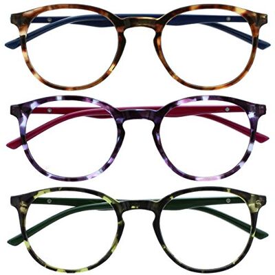 Gafas de lectura Opulize MET - Pack de 3 - Montura redonda delgada - Resistente a rasguños Gafas de lectura Opulize MET - Pack de 3 - Montura redonda delgada - Resistente a rasguños