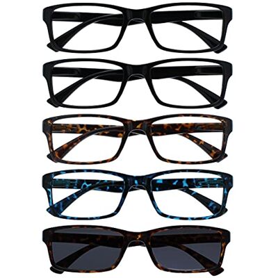 Gafas de lectura Opulize - 5 pares - Negro, Marrón, Azul - Sol y lectura - Unisex Gafas de lectura Opulize - 5 pares - Negro, Marrón, Azul - Sol y lectura - Unisex