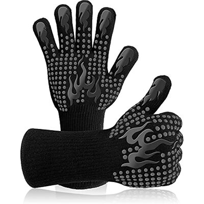 Primajor Guantes Barbacoa, Guantes para Horno Resistentes al Calor hasta 800℃ / 1472℉ para Cocina, Parrilla, Hornear, Microondas certificación EN407(1 Par) (Negro2) Primajor Guantes Barbacoa, Guantes para Horno Resistentes al Calor hasta 800℃ / 1472℉ para Cocina, Parrilla, Hornear, Microondas certificación EN407(1 Par) (Negro2)