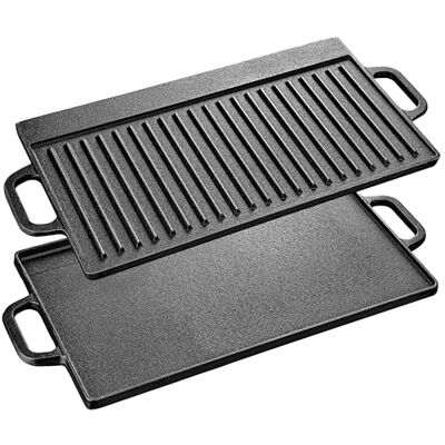 Velaze Placa de hierro fundido con asas, parrilla de hierro fundido de doble cara, de para barbacoa de gas y parrilla eléctrica, sartén para barbacoa, camping, jardín – 42 x 23 cm Velaze Placa de hierro fundido con asas, parrilla de hierro fundido de doble cara, de para barbacoa de gas y parrilla eléctrica, sartén para barbacoa, camping, jardín – 42 x 23 cm