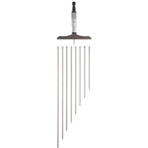 Starrett Medidor de profundidad de cerradura, tope de carraca, tuerca de bloqueo, tipo micrometro, rango de 0-225 mm, graduación de 0,01 mm, base de 63,5 mm, 9 varillas, precisión de +/-0,002 mm Starrett Medidor de profundidad de cerradura, tope de carraca, tuerca de bloqueo, tipo micrometro, rango de 0-225 mm, graduación de 0,01 mm, base de 63,5 mm, 9 varillas, precisión de +/-0,002 mm
