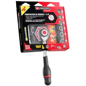 Black & Decker FACOM Juego de vasos y trinquete 3/8", rojo y negro Black & Decker FACOM Juego de vasos y trinquete 3/8", rojo y negro