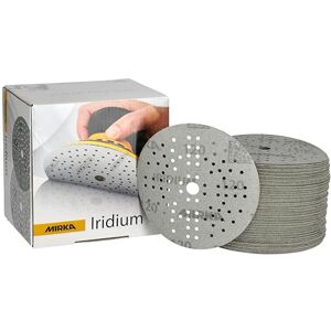 Mirka Iridium papel de lija Premium Ø 125mm cierre adhesivo de 89 agujeros, grano 120, 100 piezas/Para lijar laca, masilla, imprimación, madera, acero, materiales minerales, plástico Mirka Iridium papel de lija Premium Ø 125mm cierre adhesivo de 89 agujeros, grano 120, 100 piezas/Para lijar laca, masilla, imprimación, madera, acero, materiales minerales, plástico
