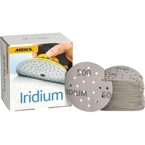 Mirka Iridium Premium papel de lija Ø 77mm 20H grano cierre adhesivo 500, 50 piezas/Para lijar laca, masilla, imprimación, madera, acero, materiales minerales, plásticos Mirka Iridium Premium papel de lija Ø 77mm 20H grano cierre adhesivo 500, 50 piezas/Para lijar laca, masilla, imprimación, madera, acero, materiales minerales, plásticos