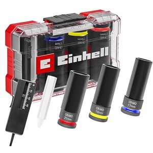 Einhell Accessories Einhell Juego de llaves de impacto originales de 5 piezas (3 x 80 mm, acero CrMo, funda de plástico, medidor de profundidad de la banda de rodadura, tiza de neumático, M-CASE, para llantas de Einhell Accessories Einhell Juego de llaves de impacto originales de 5 piezas (3 x 80 mm, acero CrMo, funda de plástico, medidor de profundidad de la banda de rodadura, tiza de neumático, M-CASE, para llantas de