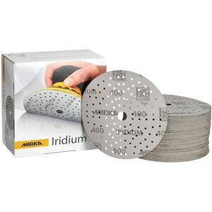 Mirka Iridium papel de lija Premium Ø 150mm cierre adhesivo 121-agujero, grano 400, 100 piezas/Para lijar laca, masilla, imprimación, madera, acero, materiales minerales, plásticos Mirka Iridium papel de lija Premium Ø 150mm cierre adhesivo 121-agujero, grano 400, 100 piezas/Para lijar laca, masilla, imprimación, madera, acero, materiales minerales, plásticos