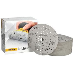 Mirka Iridium papel de lija Premium Ø 150mm cierre adhesivo 121-agujero, grano 240, 100 piezas/Para lijar laca, masilla, imprimación, madera, acero, materiales minerales, plásticos Mirka Iridium papel de lija Premium Ø 150mm cierre adhesivo 121-agujero, grano 240, 100 piezas/Para lijar laca, masilla, imprimación, madera, acero, materiales minerales, plásticos