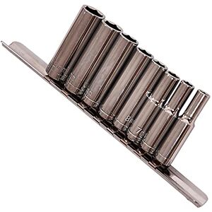 Juego de 9 piezas de dados profundos 1/4'' - Cromado Metrico - 12mm Juego de 9 piezas de dados profundos 1/4'' - Cromado Metrico - 12mm