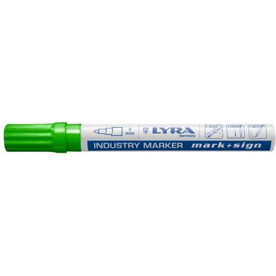 LYRA Marcador industrial , verde 2-4 mm, para marcas profesionales en superficies lisas y rugosas, caja de 10 unidades LYRA Marcador industrial , verde 2-4 mm, para marcas profesionales en superficies lisas y rugosas, caja de 10 unidades